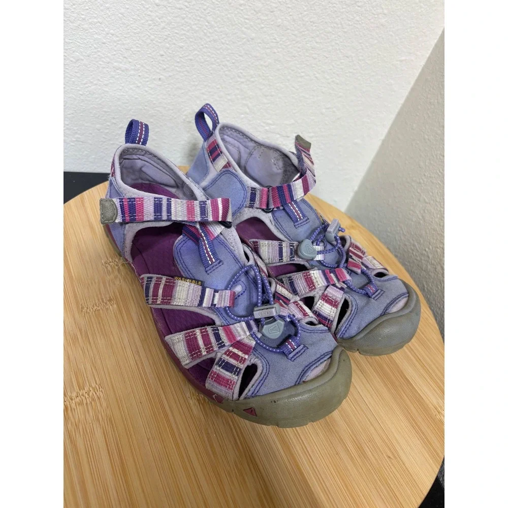 Keen Seacamp II CNX Raya Sandals Kids Size 4 Purple Striped Water Shoes Hiking